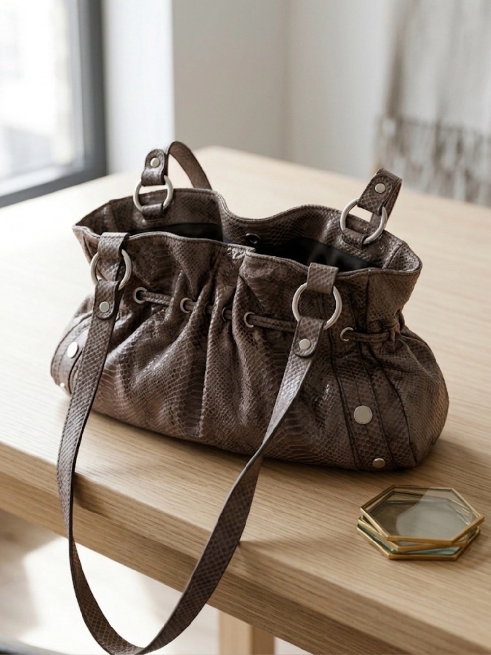 Nine West Brownish/Grey Shoulder Bag